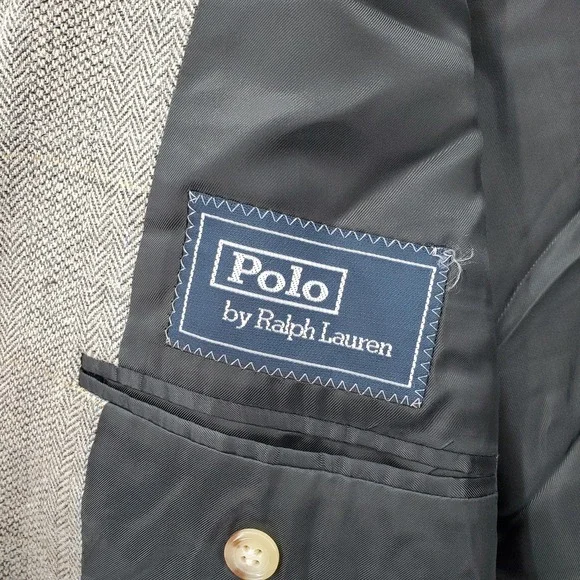 Polo Ralph Lauren Blazer Mens 48R Herringbone Silk Flax Wool Blend Italian VTG